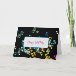 Cartão Feliz Aniversário Bolhas Texto Personalizado de Sa