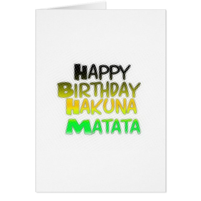 Cartão Feliz aniversário bonito Hakunamatata Arte Inspira (Frente)