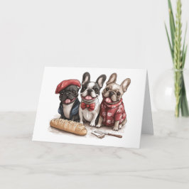 Cartão Feliz Aniversário Bonjour French Bulldogs