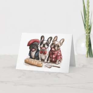 Cartão Feliz Aniversário Bonjour French Bulldogs
