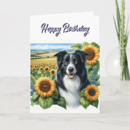 Cartão Feliz aniversário Border Collie