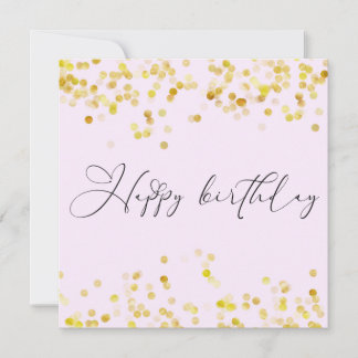 Cartão Feliz Aniversário Brilho Rosa Dourado