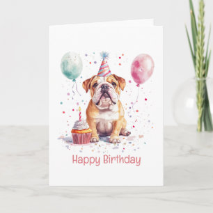 Cartão Feliz Aniversário Bulldog Inglês