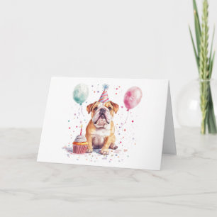 Cartão Feliz Aniversário Bulldog Inglês