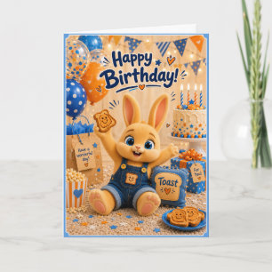 Cartão Feliz Aniversário Bunny com Toast dos Baby Bun Bun