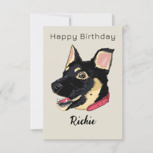 Cartão Feliz Aniversário Cachorrinho Pastor Alemão Nome P