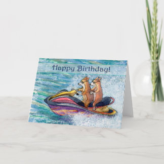Cartão Feliz Aniversário, cachorro corgi dirigindo sua ca