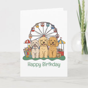 Cartão Feliz Aniversário Cachorro De Goldendoodle Em Um C
