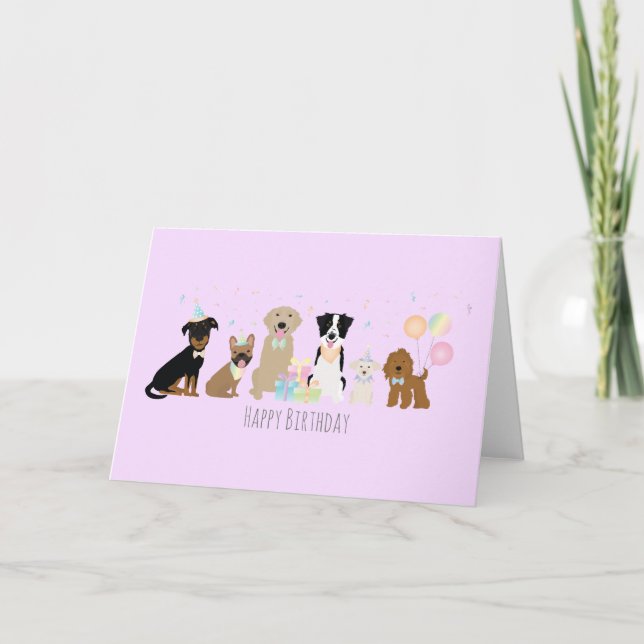 Cartão Feliz aniversário Cachorro Roxo (Frente)