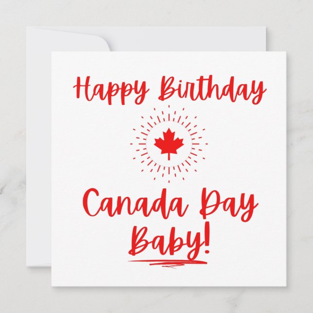 Cartão Feliz Aniversário Canadá Dia do Bebê (Frente)