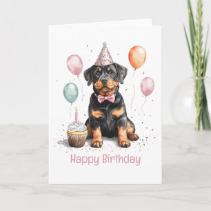 Cartão Feliz Aniversário Cão Rottweiler