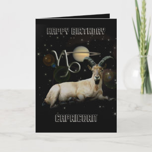 Cartão Feliz Aniversário Capricórnio Goat Saturn Saudação