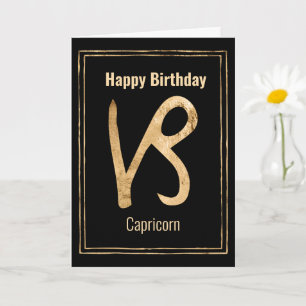 Cartão Feliz Aniversário Capricórnio zodiac Arologia Ouro