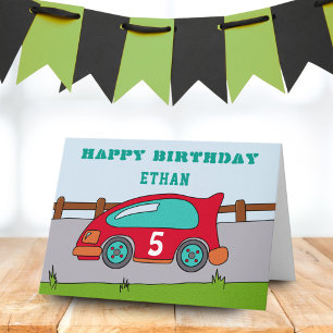 Cartão Feliz Aniversário Carro de Corrida