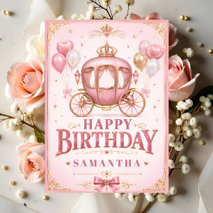 Cartão Feliz aniversário carruagem princesinha
