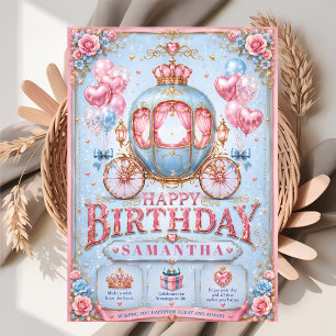 Cartão Feliz aniversário carruagem princesinha
