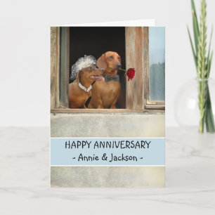 Cartão Feliz Aniversário Casal Dachshund Noiva Noivo
