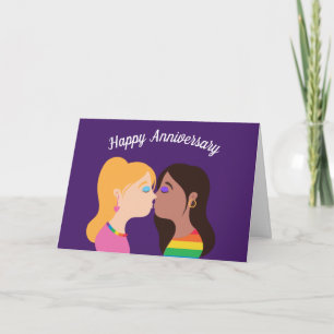 Cartão Feliz Aniversário Casal Lésbica Romântica Te Ama