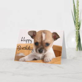 Cartão Feliz aniversário Chihuahua Puppy Dog - Verso