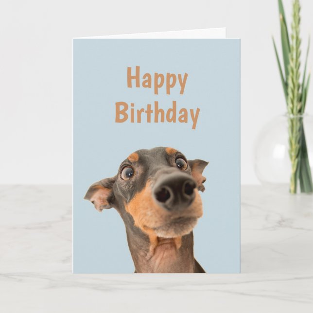 Cartão Feliz Aniversário Chocou Humor Animal Cão (Frente)