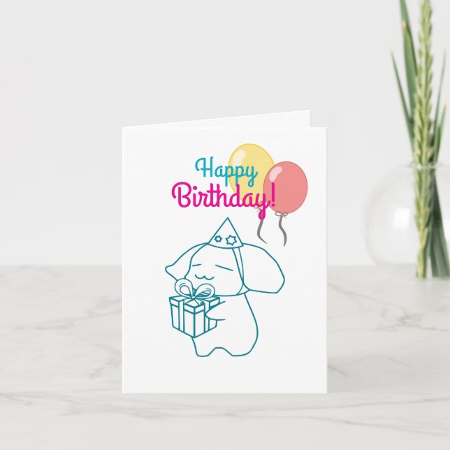 Cartão Feliz aniversário Chomochi Bunny (Frente)