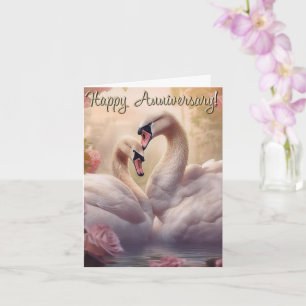 Cartão Feliz Aniversário Cisnes