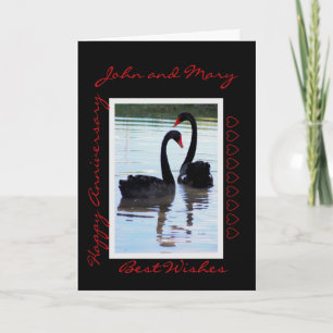 Cartão Feliz aniversário, Cisnes Negras, John e Mary