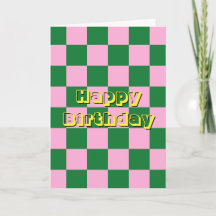 Feliz Aniversário, citação verde, rosa e amarelo