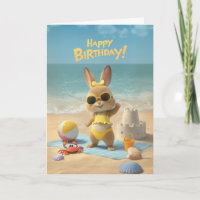 Feliz Aniversário Coelhinho Fofo Praia Verão Anive