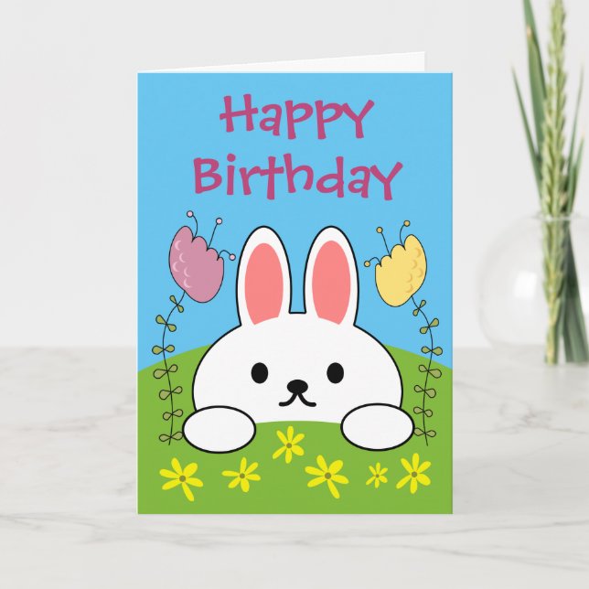 Cartão Feliz Aniversário Coelho (Frente)