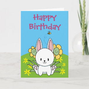 Cartão Feliz Aniversário Coelho