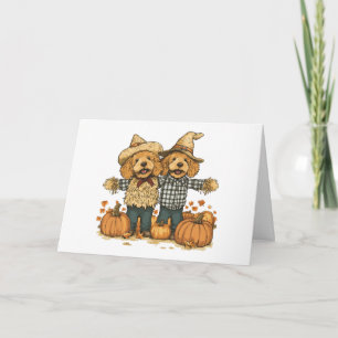 Cartão Feliz Aniversário Colheita de Goldendoodle Cães