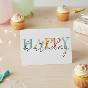 Cartão Feliz Aniversário Colorido Simples