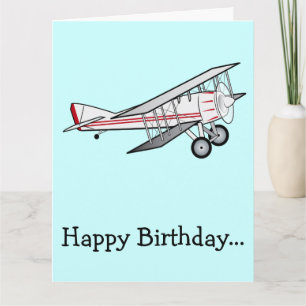 Cartão Feliz aniversário com avião da gangue inteira