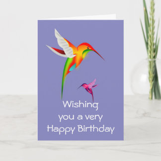 Cartão Feliz aniversário com beija-flores