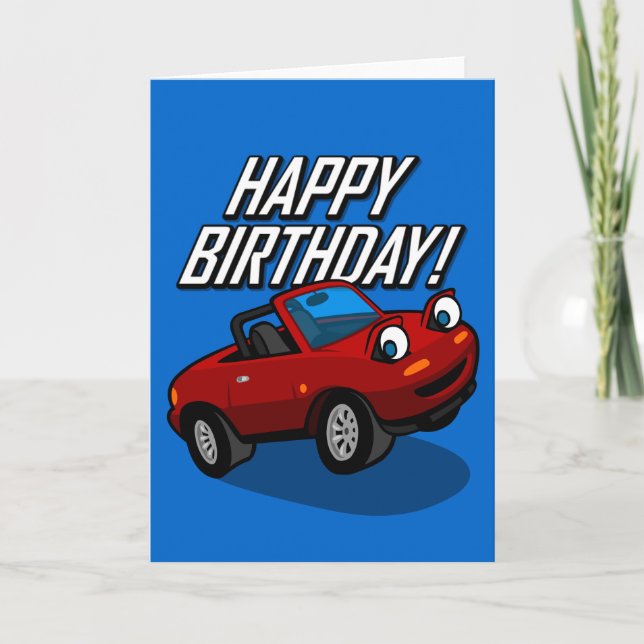 Cartão Feliz aniversario com ilustração do Roadster (Frente)