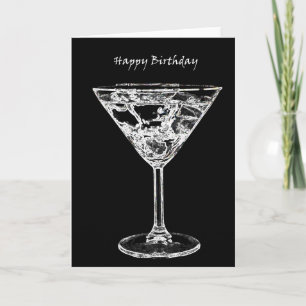 Cartão Feliz aniversário com Martini