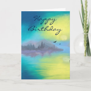 Cartão Feliz Aniversário com Paisagem Cênica
