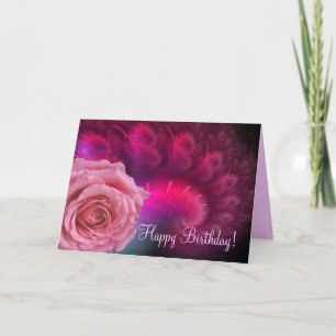 Cartão Feliz aniversário com rosa