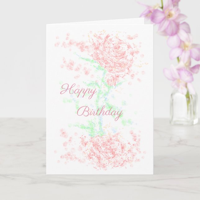 Cartão Feliz Aniversário com rosa simples (Orquídea)