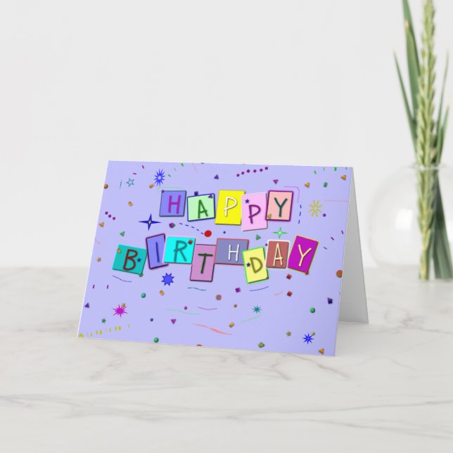 Cartão Feliz aniversário Confetti (Frente)