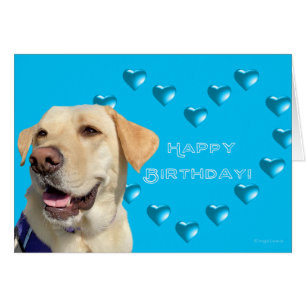 Cartão Feliz Aniversário, Corações de Cão Labrador, Adorá