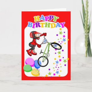 Cartão Feliz aniversário corajoso ciclista BMX