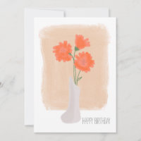 Feliz Aniversário Coral Florals Brush Stroke
