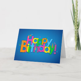 Cartão Feliz Aniversário - Cores Brilhantes