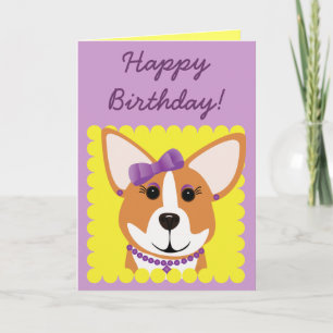 Cartão Feliz aniversário! Corgi Lady