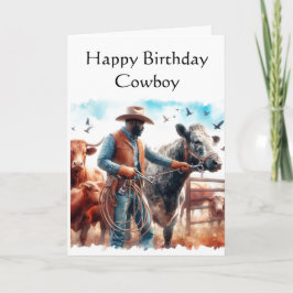 Cartão Feliz Aniversário Cowboy Saudação