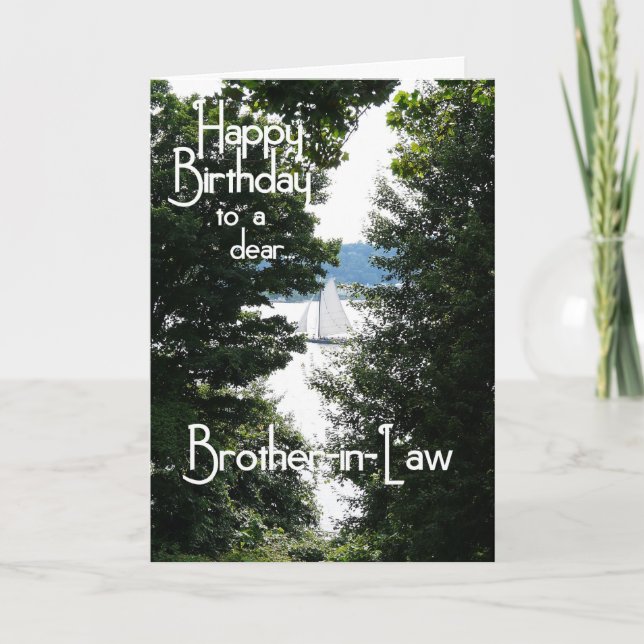 Cartão Feliz aniversário cunhado/barco à vela (Frente)