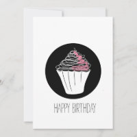 Feliz Aniversário Cupcake Minimalista Doodle