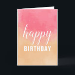 Cartão Feliz aniversario da aguarela cor-de-rosa do<br><div class="desc">Cartão bonito do aniversário para a esposa com pintura abstrata da aguarela do rosa e do pêssego</div>